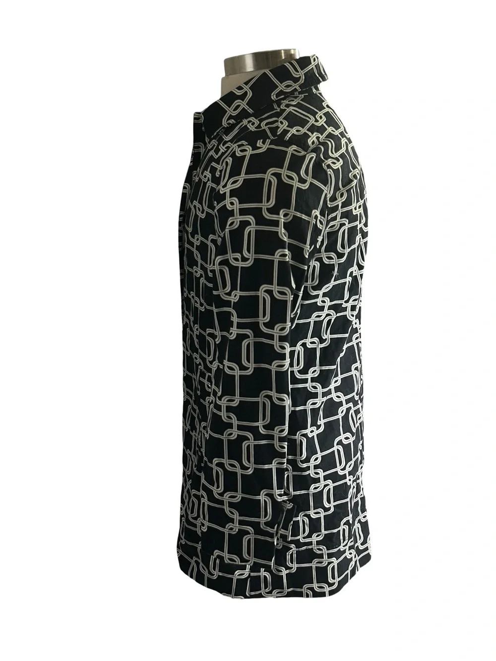 George ME Mark Eisen Geometric Turn Lock Trench Coat Jacket Women Sz M 8 10